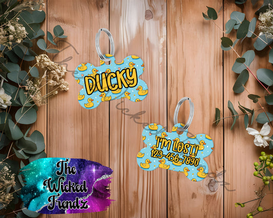 Rubber Ducky Yellow Duck New Puppy Pet ID Dog Tag Personalized Custom Dog Name Phone Number