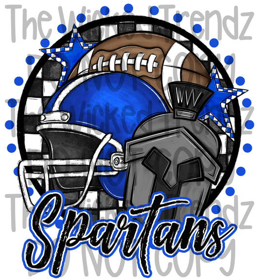Spartans Blue Football Team Mascot Digital Design