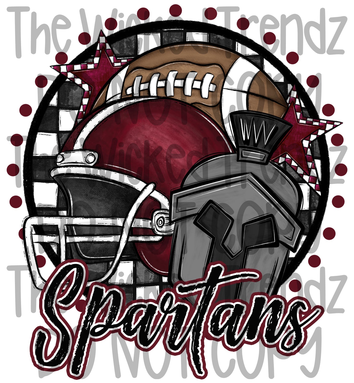 Spartans Maroon Football Mascot Digital Design