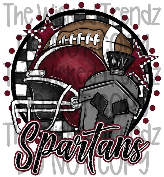 Spartans Maroon Football Team Mascot Digital Design