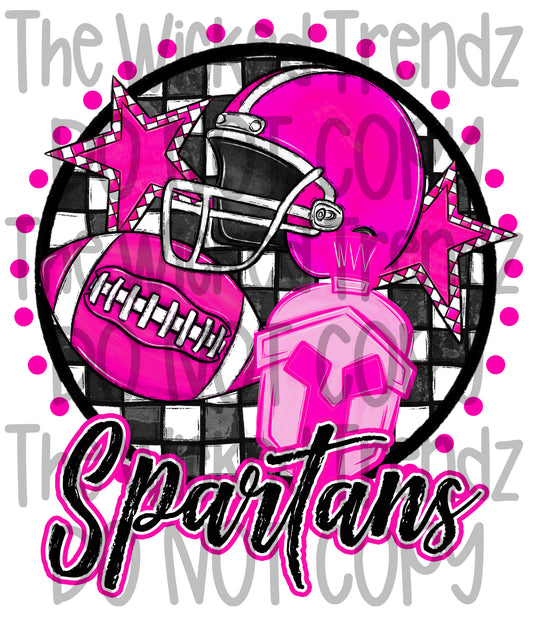 Spartans Pink Out Football Cheer Mascot Digital Design October Awareness
