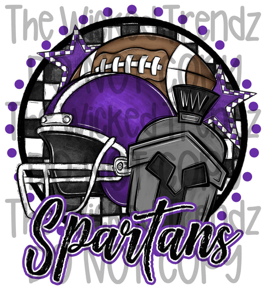Spartans Purple Football Team Mascot Digital Design