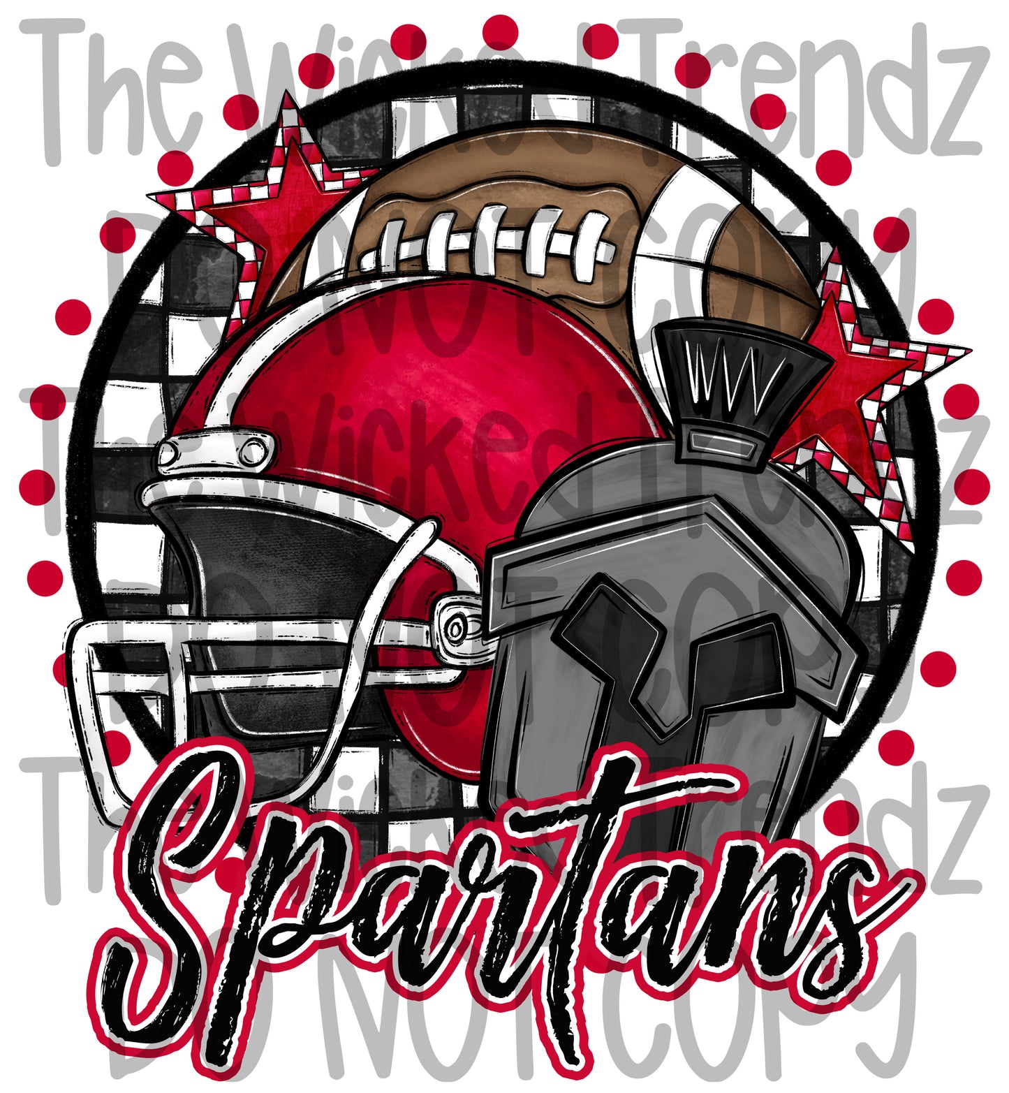 Spartans Red Football Mascot Digital Design
