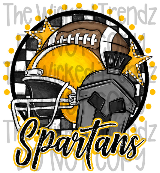 Spartans Yellow Football Team Mascot Digital Design