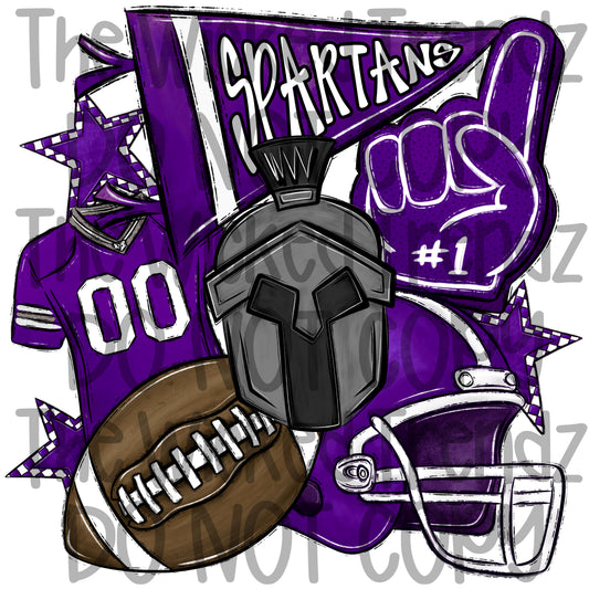 Spartans Purple Football Team Mascot Digital Design