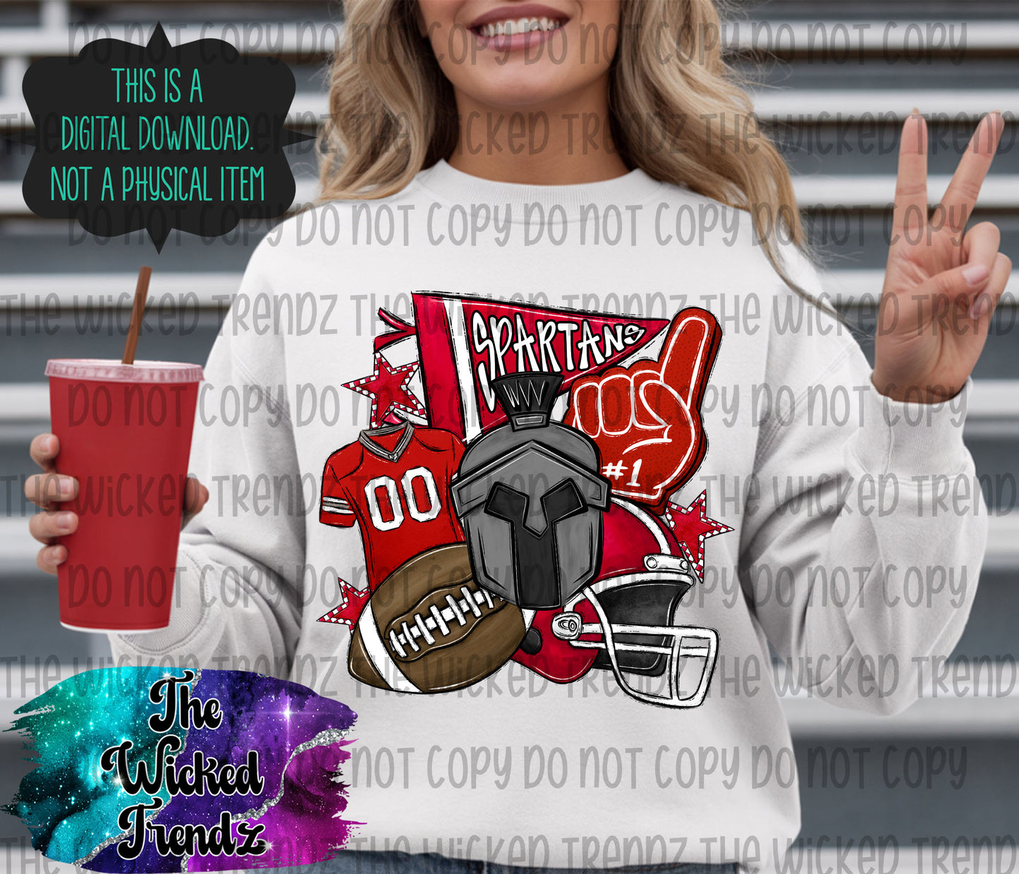 Spartans Red Football Mascot Digital Design