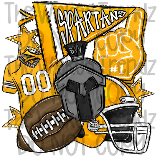 Spartans Yellow Football Team Mascot Digital Design