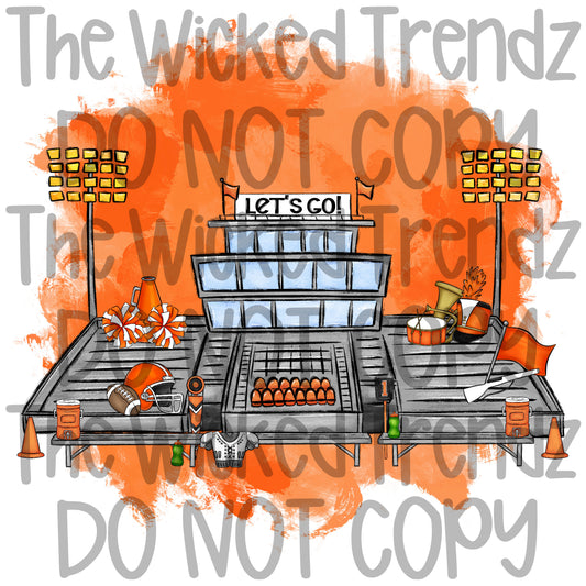Orange Stadium Football Cheer Team Band Digital Design