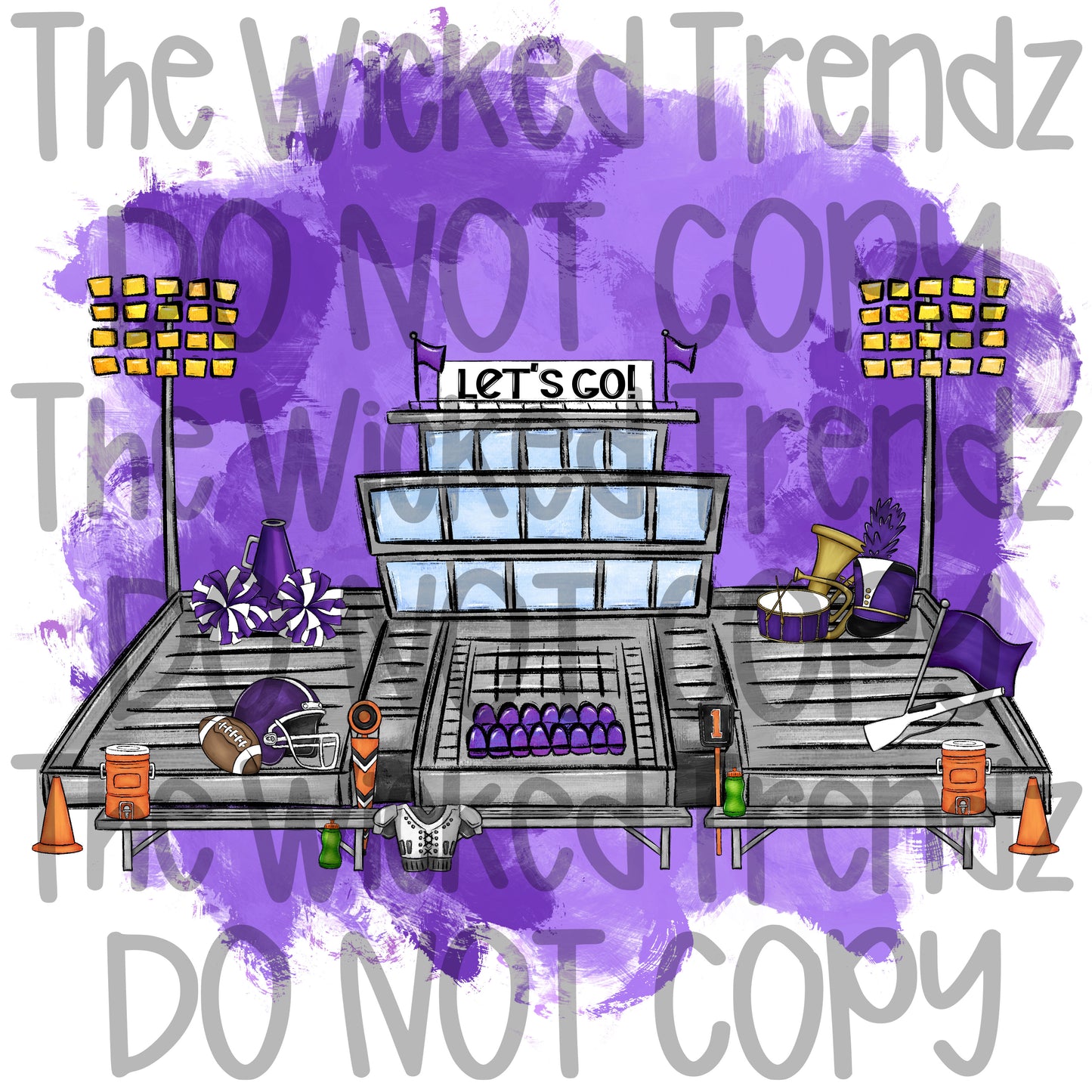 Purple Stadium Football Cheer Team Band Digital Design