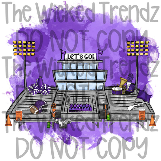 Purple Stadium Football Cheer Team Band Digital Design