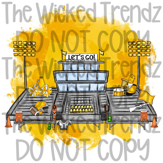 Yellow Stadium Football Cheer Team Band Digital Design