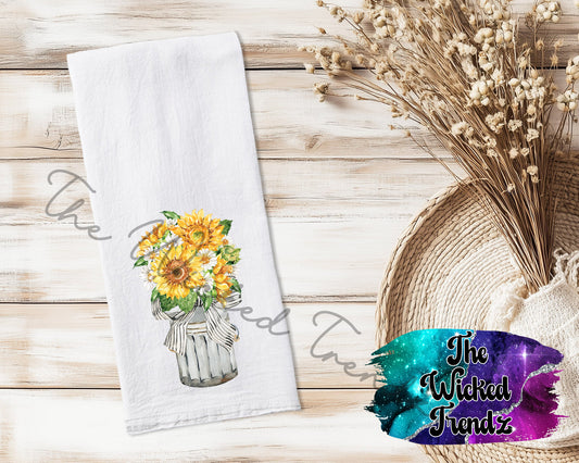 Sunflowers Jug Fall Floral Sunflower Kitchen Tea Towel Kitchen Towel Flour Sack Towel
