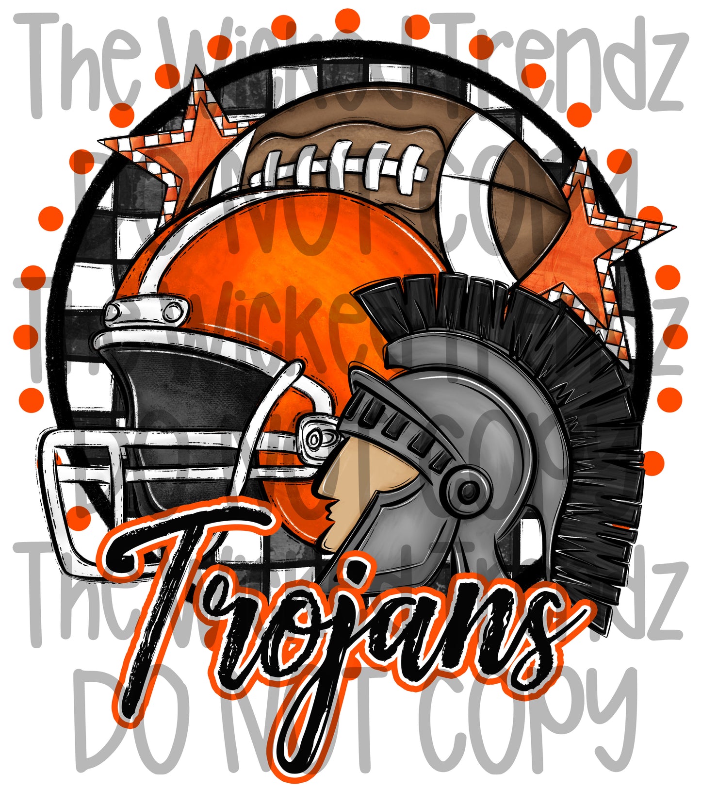 Trojans Orange Football Mascot Digital Design