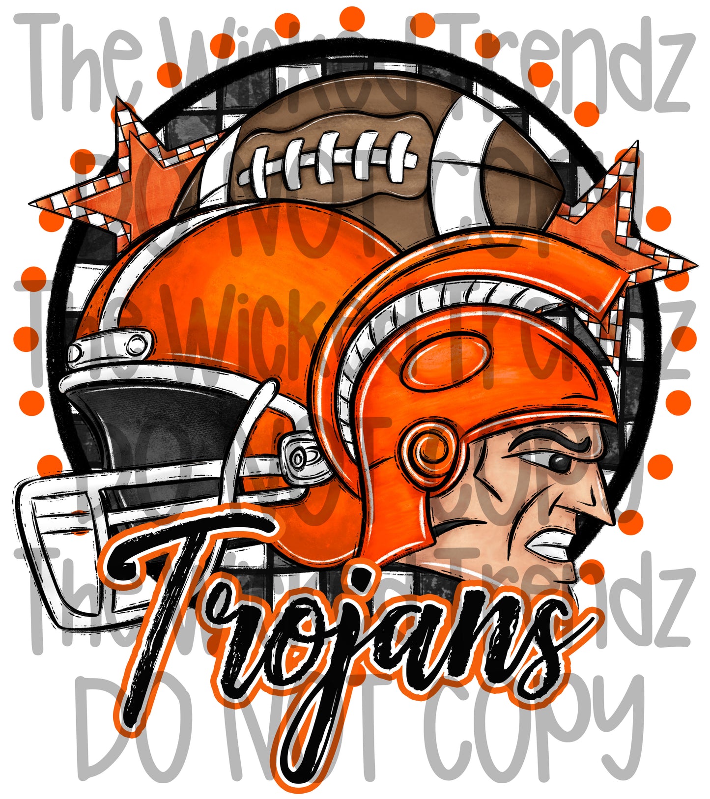 Trojans Orange Football Mascot Digital Design