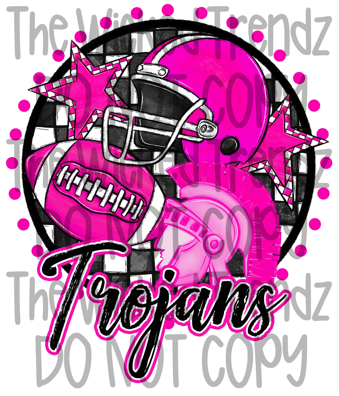 Trojans Pink Out Football Cheer Mascot Digital Design October Awareness