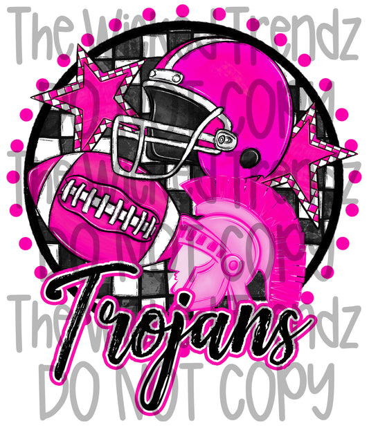 Trojans Pink Out Football Cheer Mascot Digital Design October Awareness