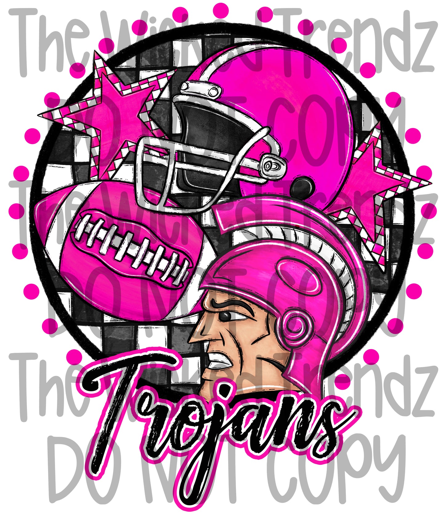 Trojans Pink Out Football Cheer Mascot Digital Design October Awareness