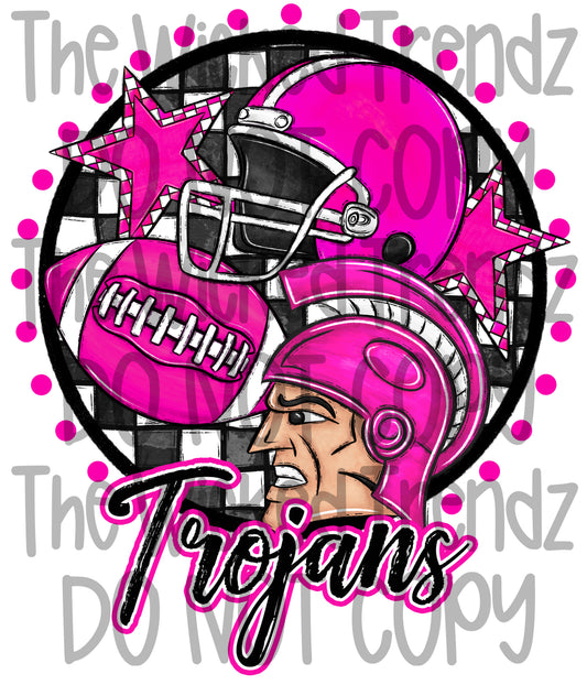 Trojans Pink Out Football Cheer Mascot Digital Design October Awareness