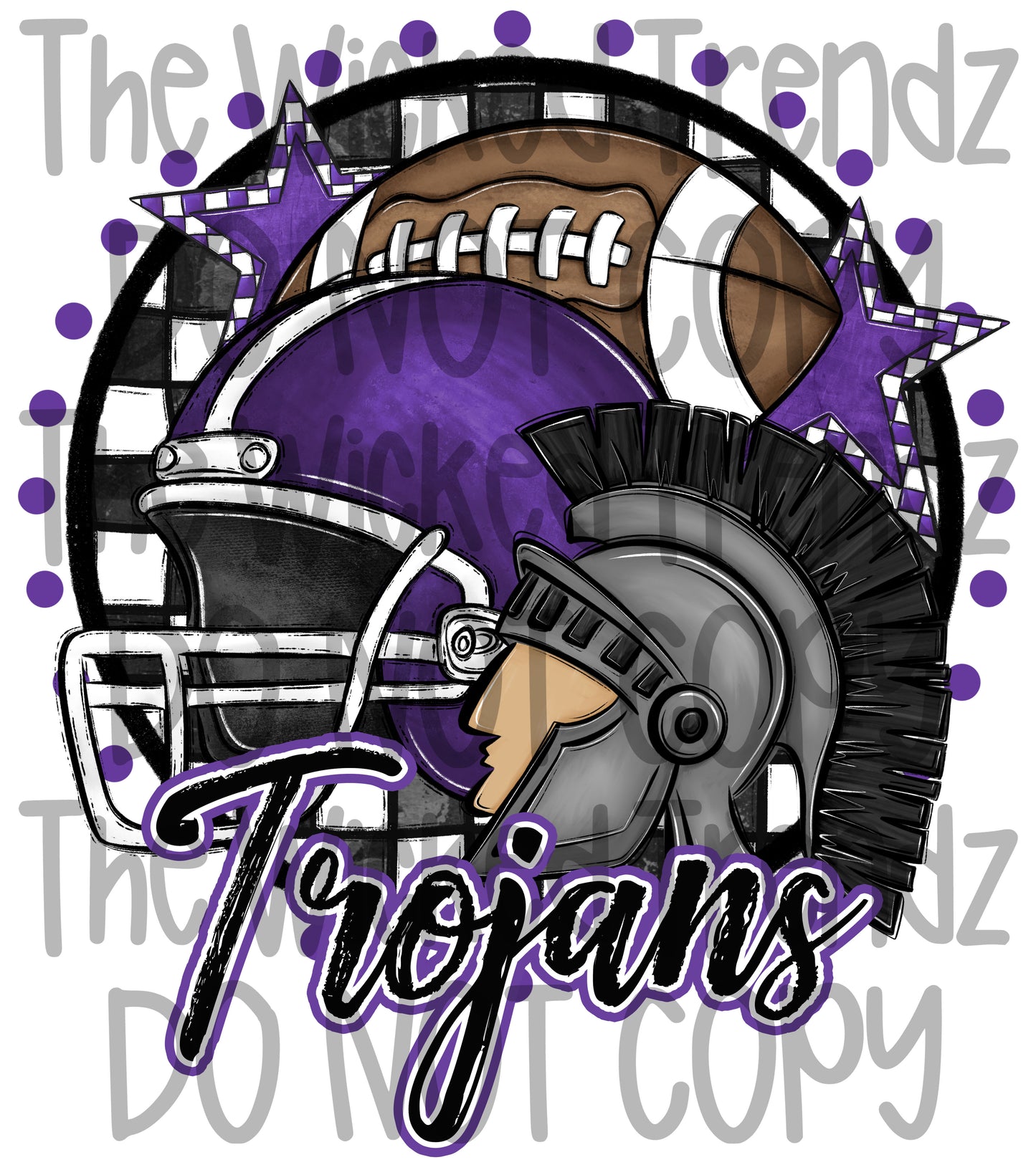 Trojans Purple Football Mascot Digital Design