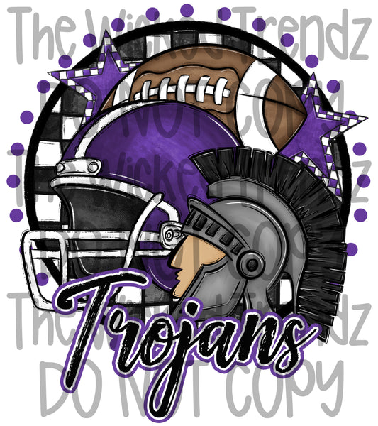 Trojans Purple Football Mascot Digital Design