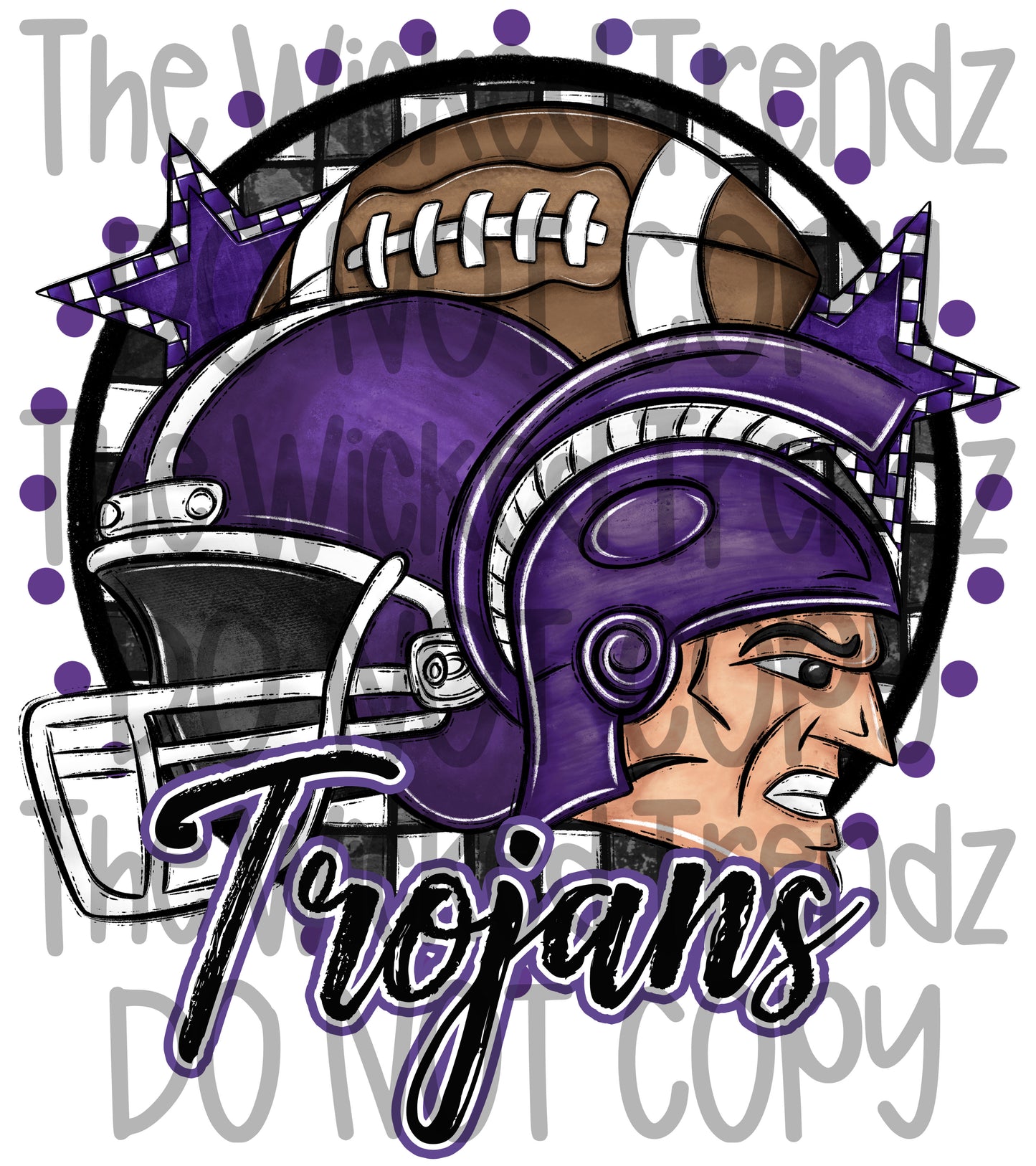 Trojans Purple Football Mascot Digital Design