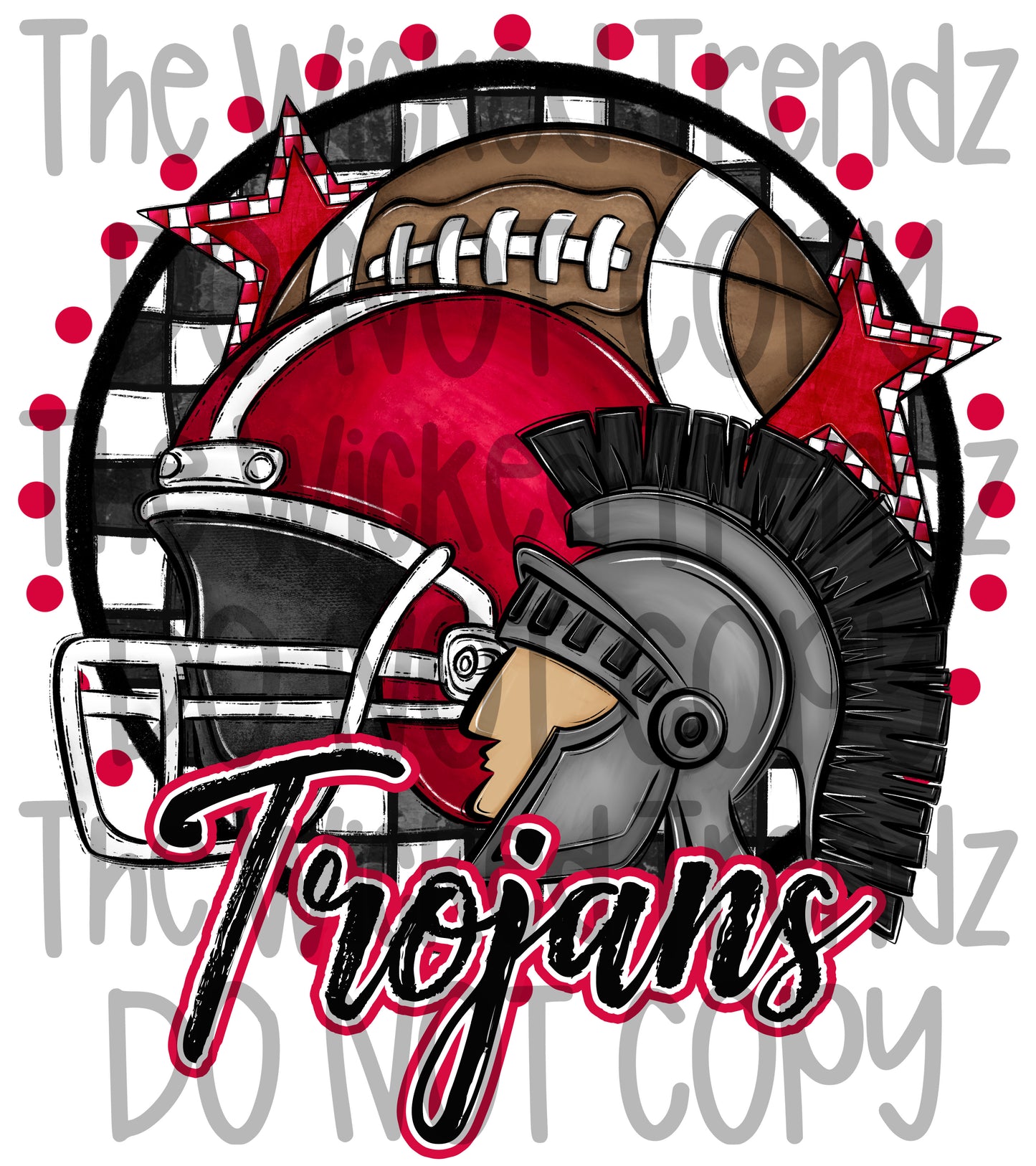 Trojans Red Football Mascot Digital Design