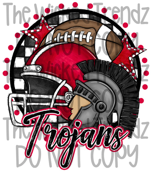 Trojans Red Football Mascot Digital Design