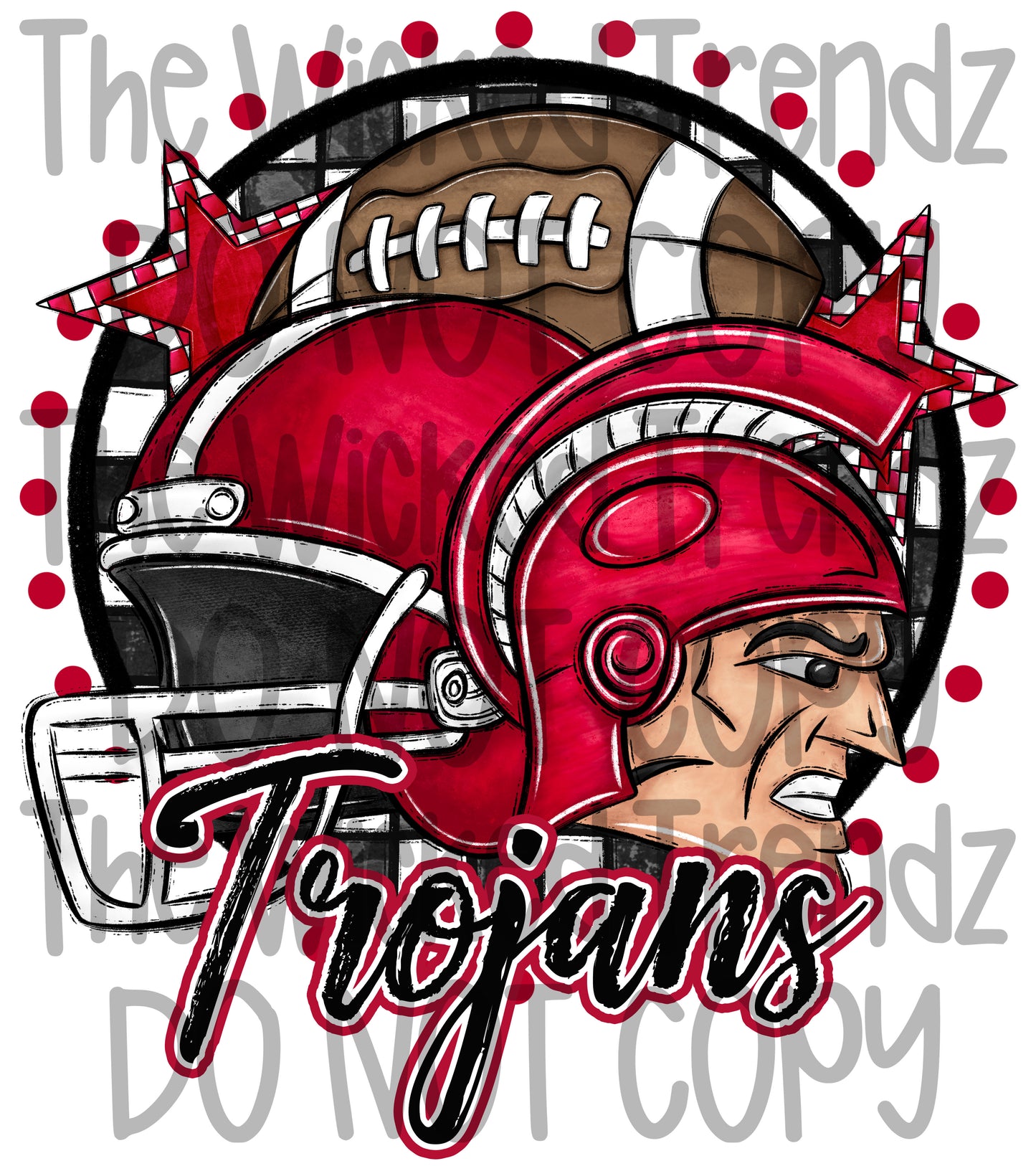 Trojans Red Football Mascot Digital Design