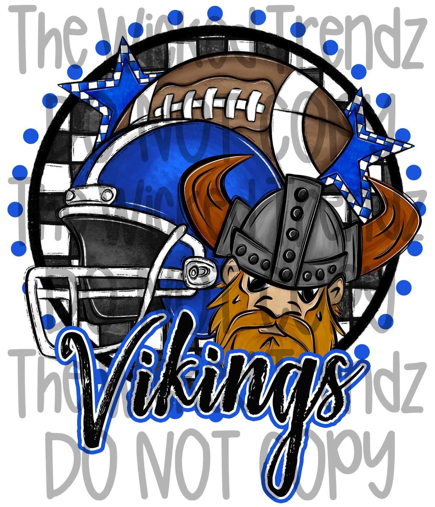Vikings Blue Football Mascot Digital Design