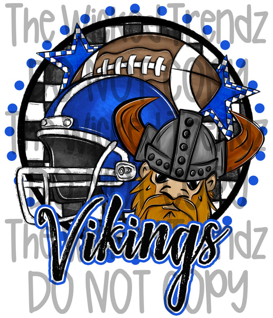 Vikings Blue Football Mascot Digital Design