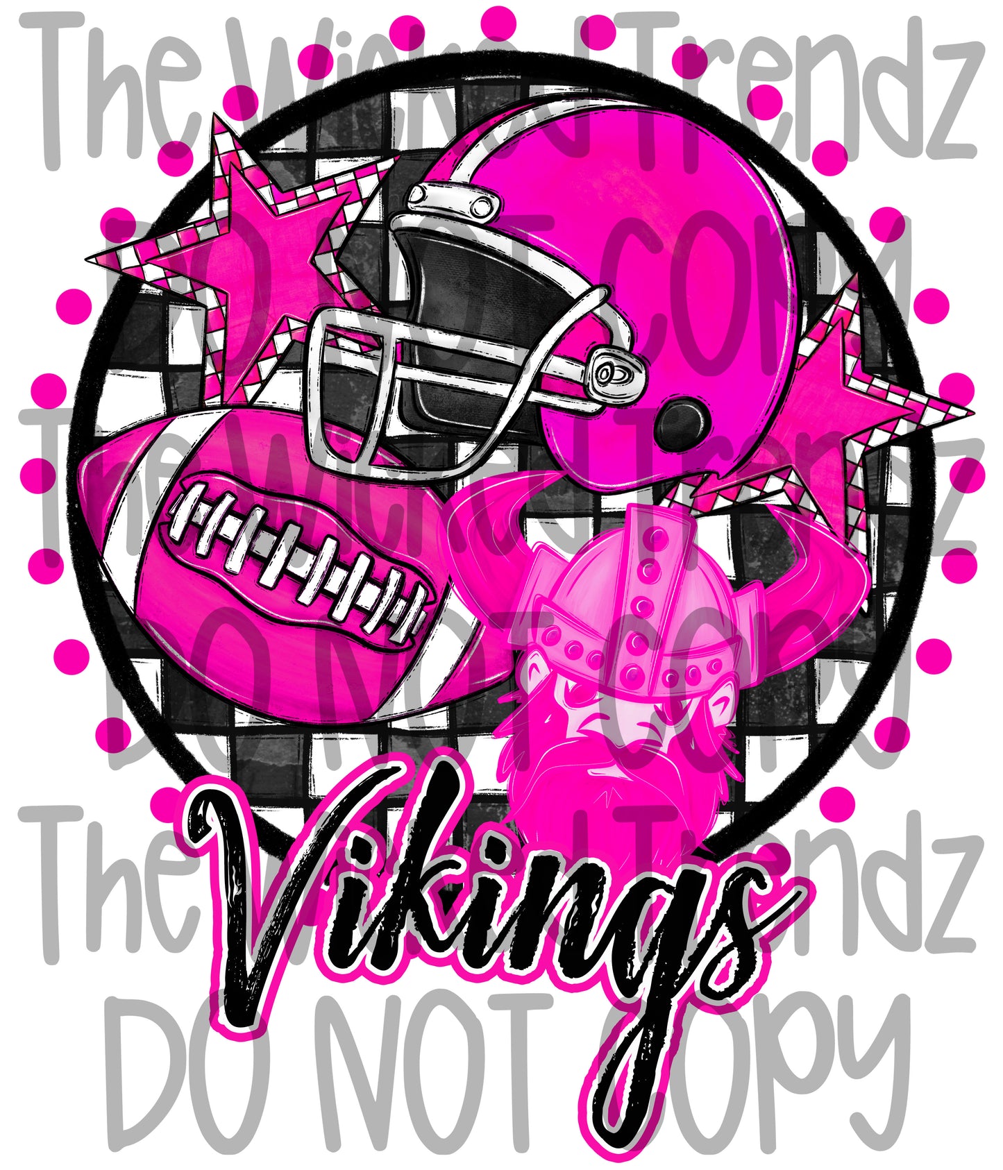 Vikings Pink Out Football Cheer Mascot Digital Design October Awareness