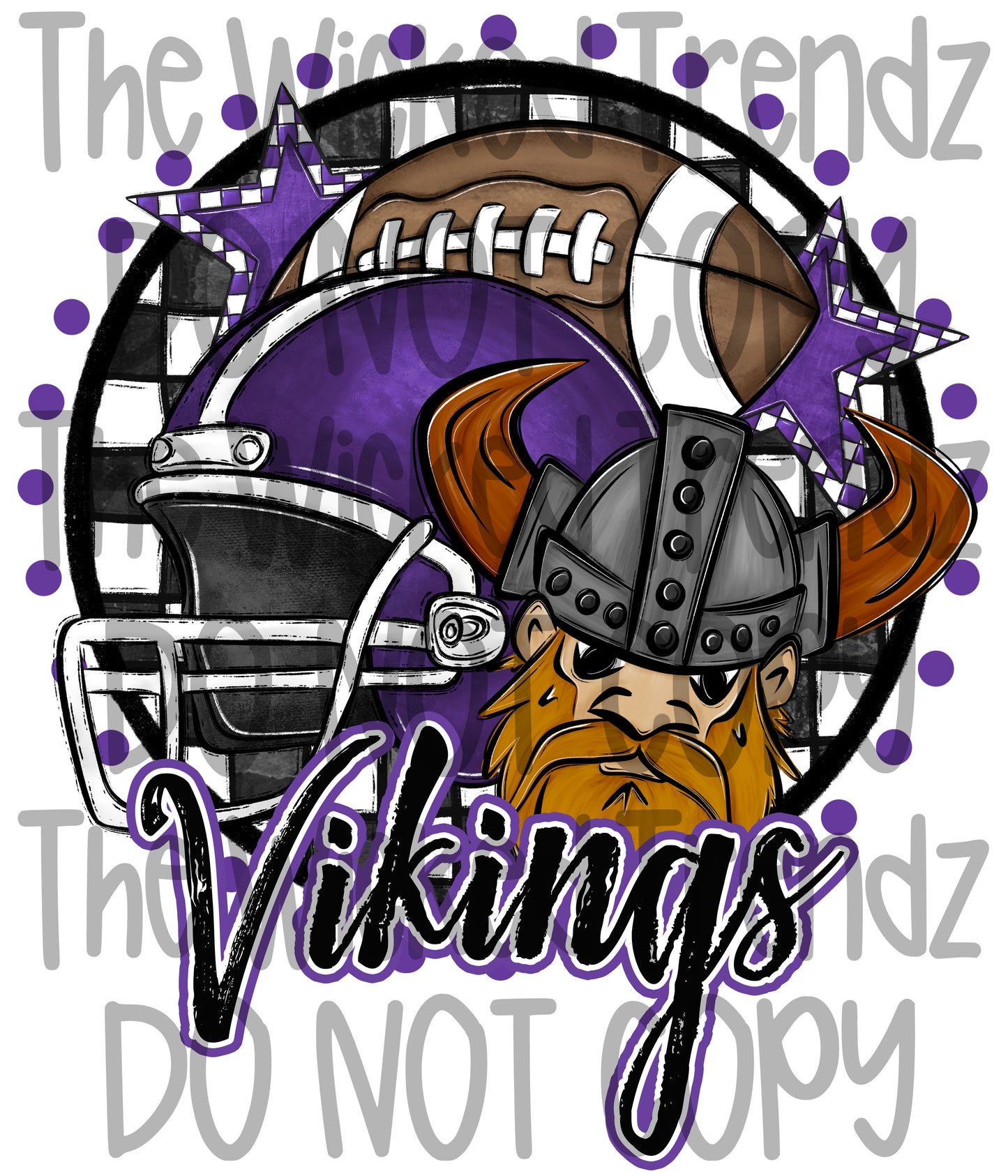 Vikings Purple Football Mascot Digital Design