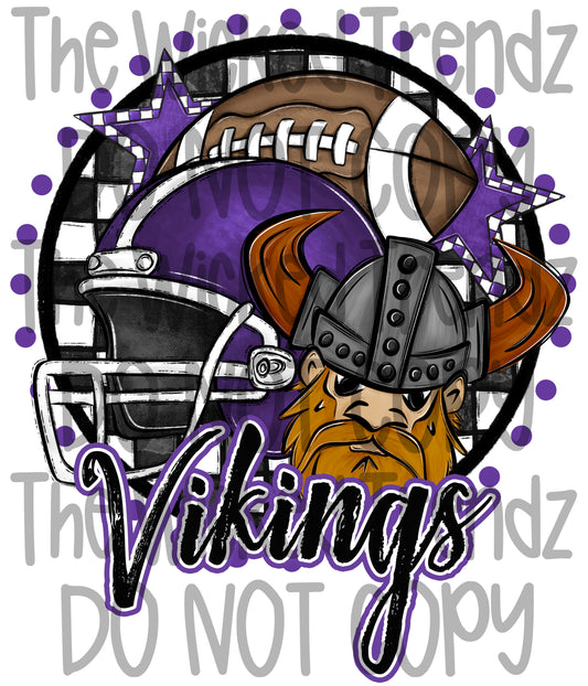 Vikings Purple Football Mascot Digital Design