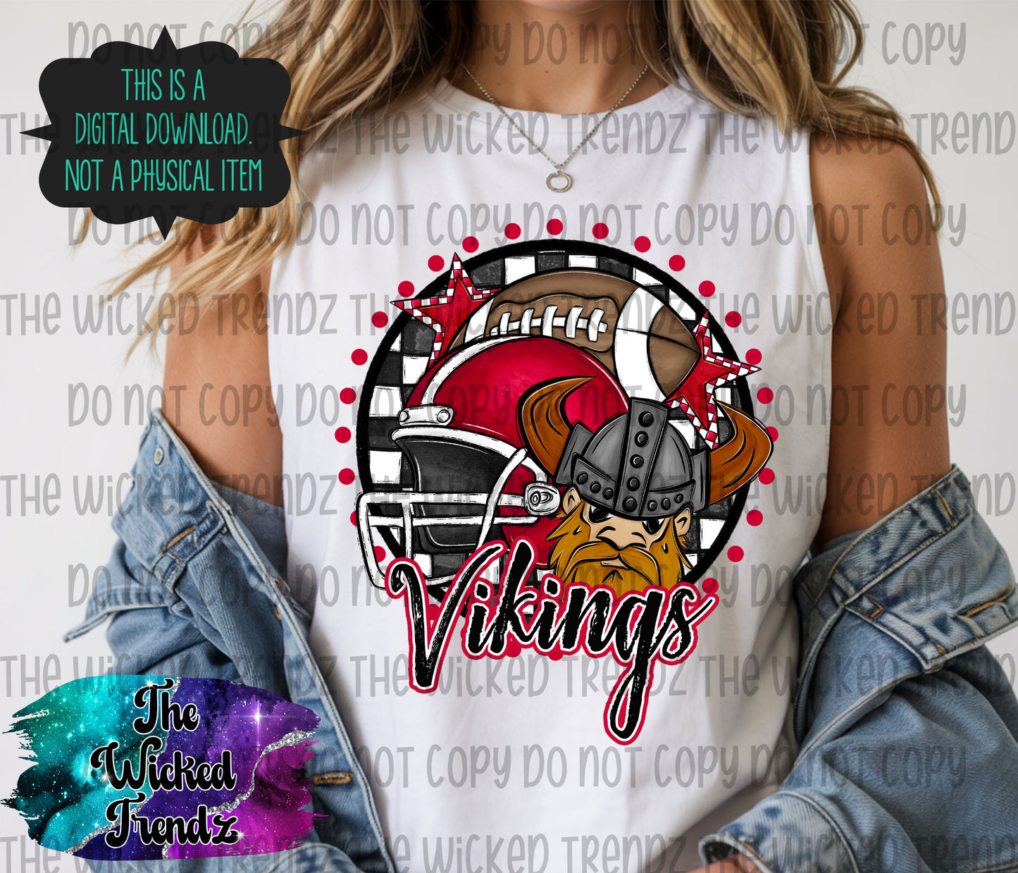Vikings Red Football Mascot Digital Design
