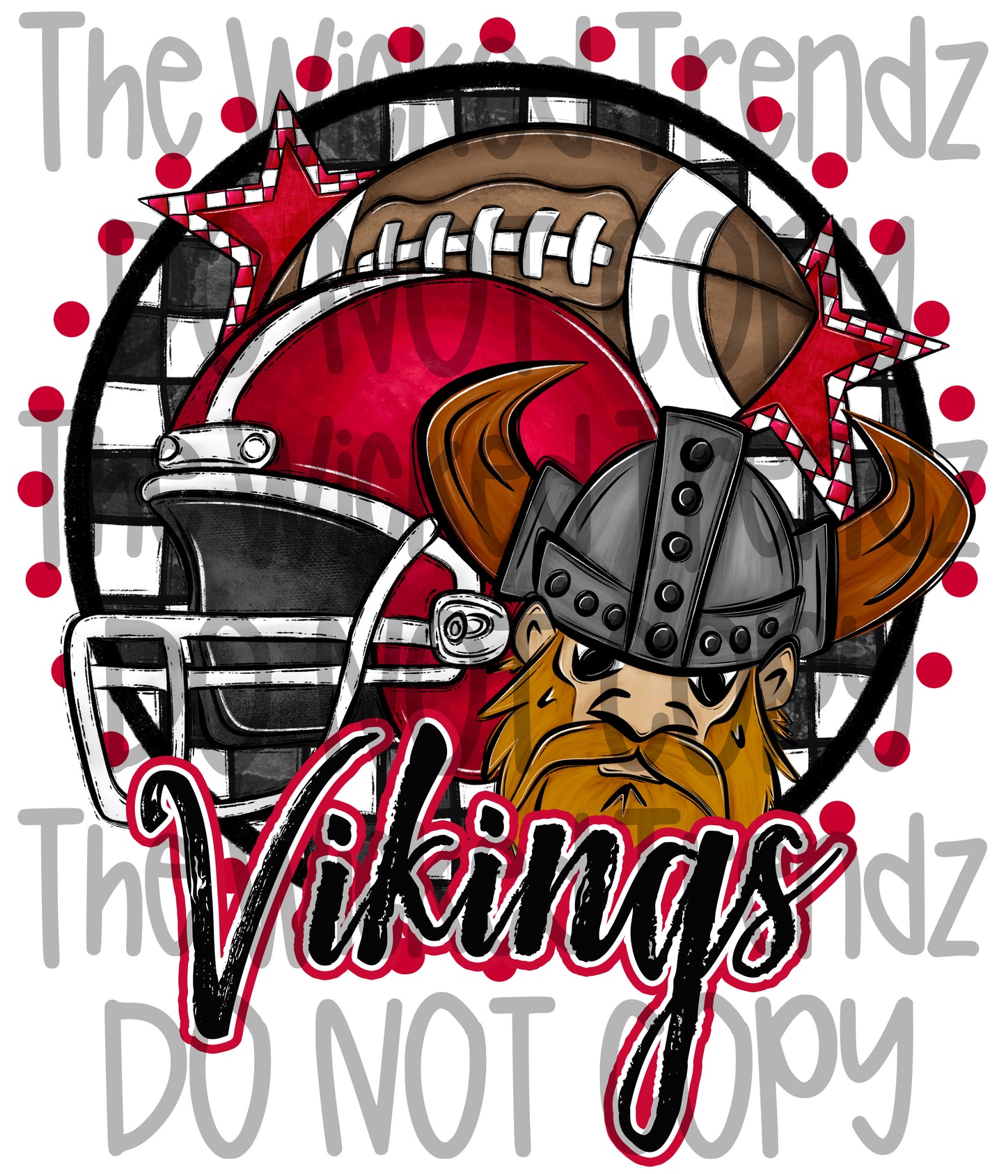 Vikings Red Football Mascot Digital Design