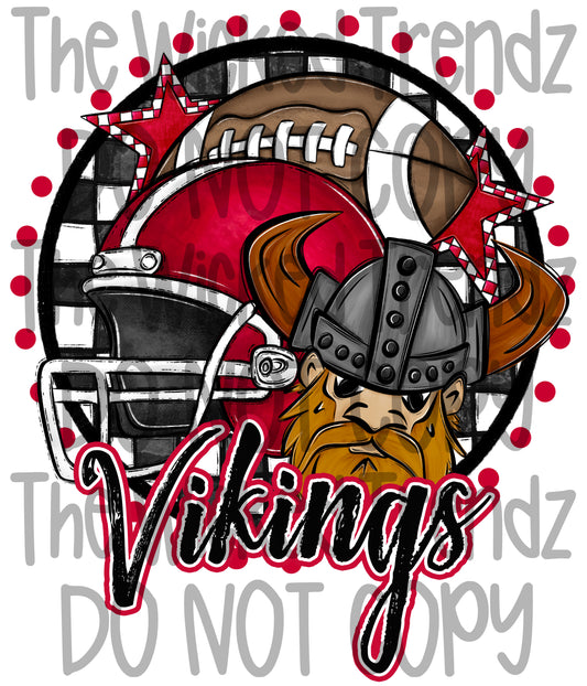 Vikings Red Football Mascot Digital Design