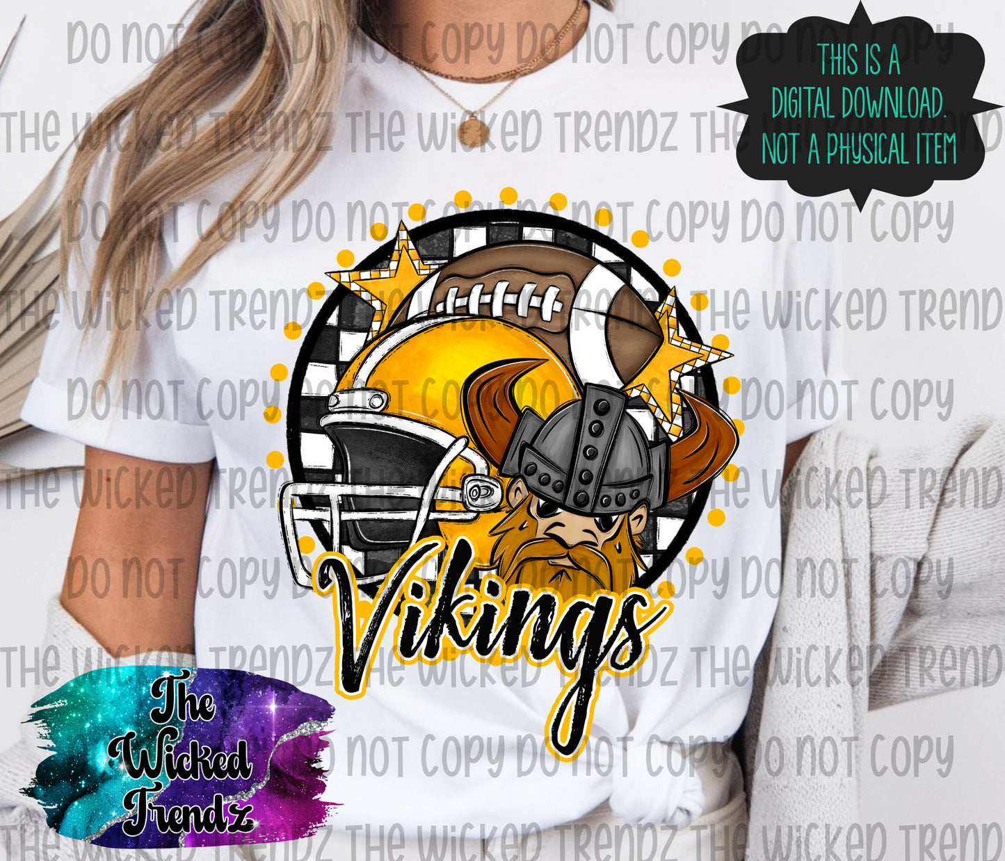 Vikings Yellow Football Mascot Digital Design
