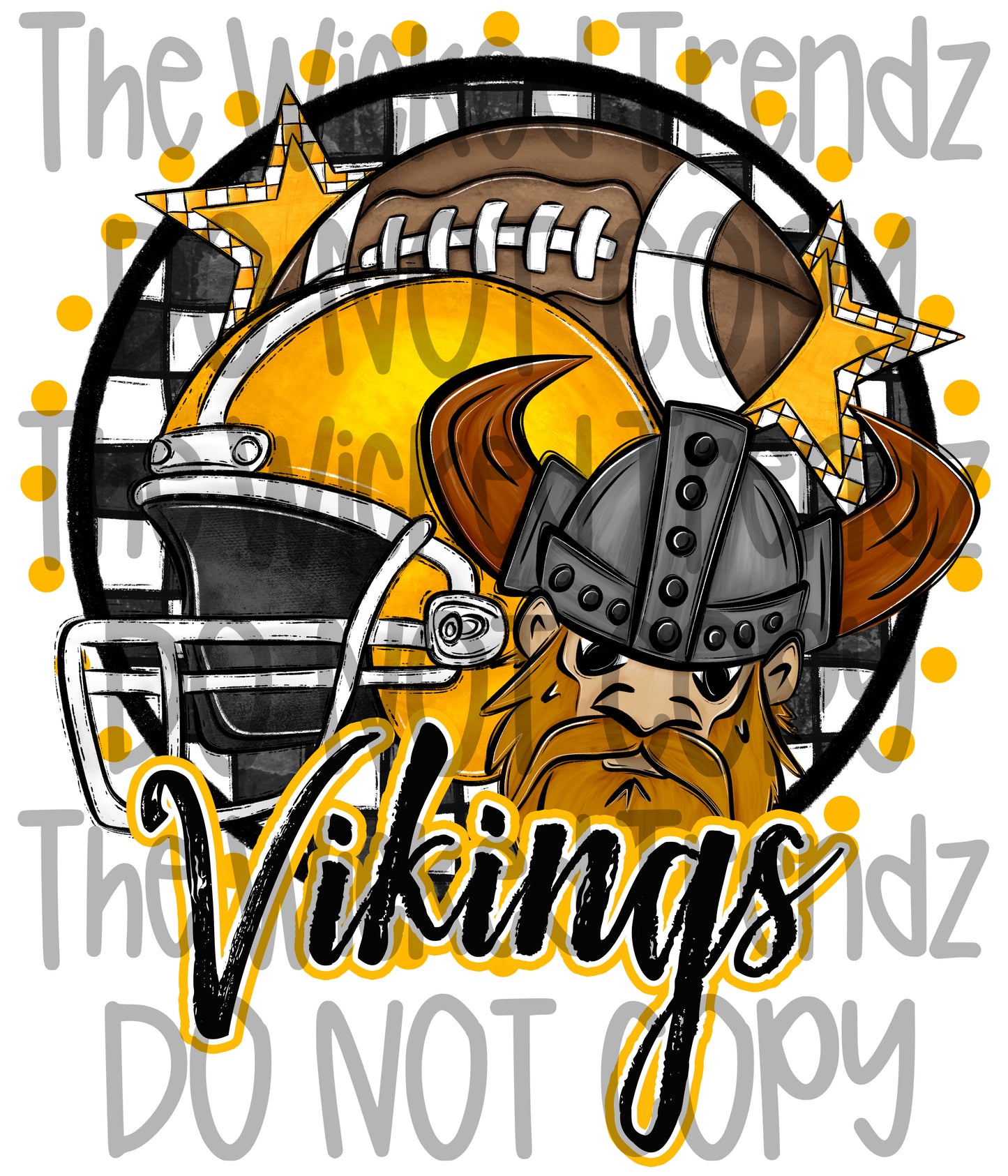 Vikings Yellow Football Mascot Digital Design