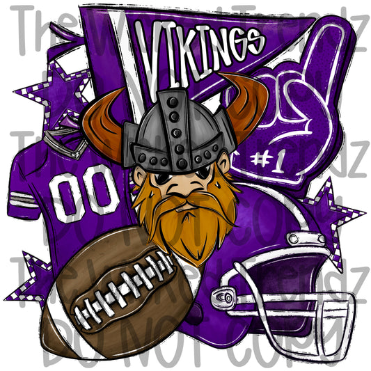 Vikings Purple Football Mascot Digital Design