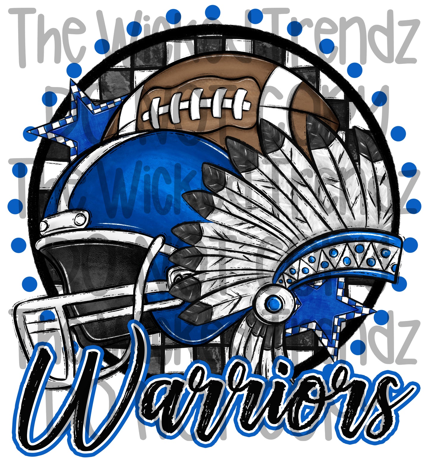 Warriors Blue Football Mascot Digital Design