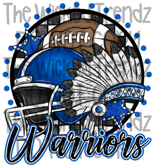 Warriors Blue Football Mascot Digital Design