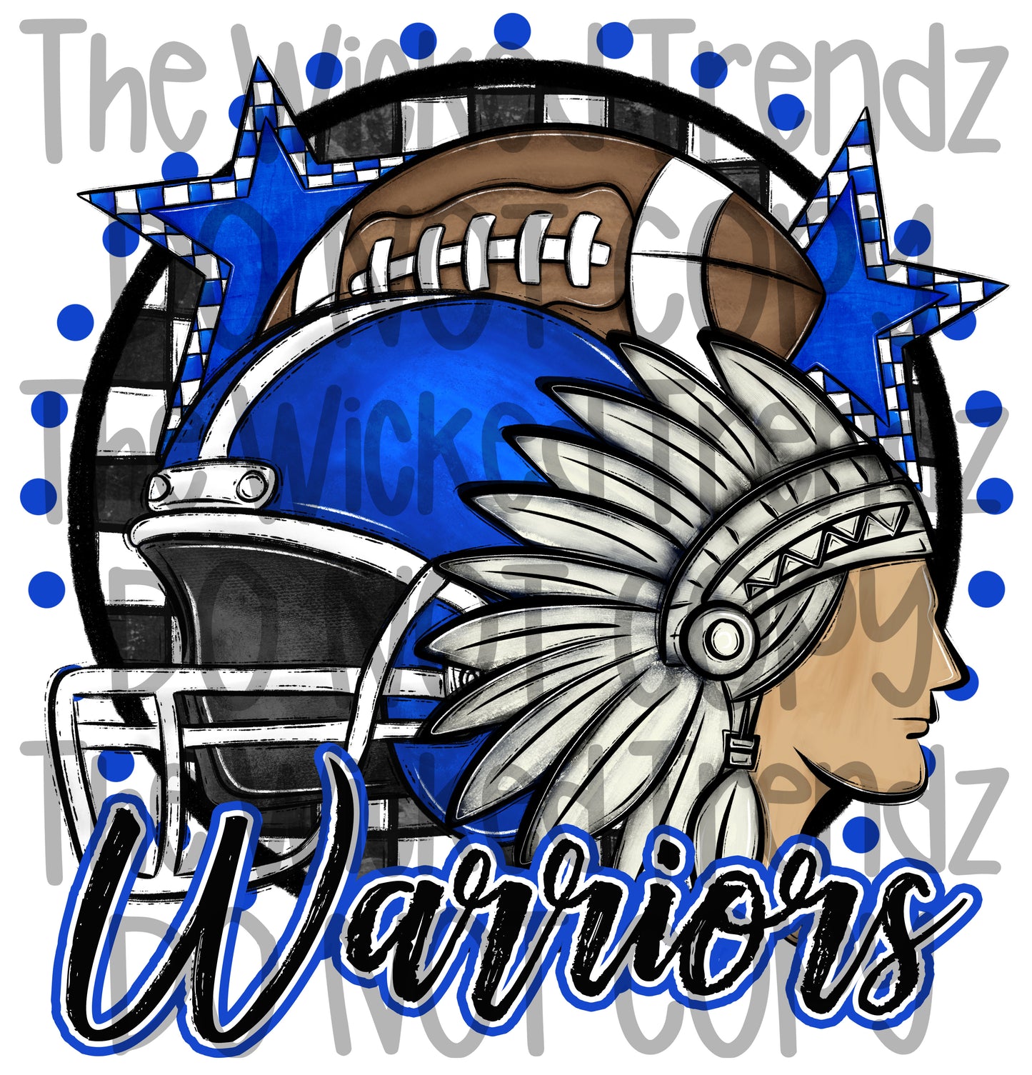 Warriors Blue Football Mascot Digital Design