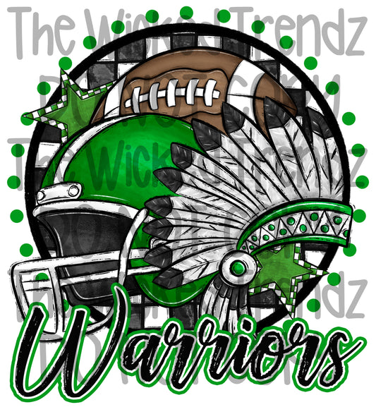 Warriors Green Football Mascot Digital Design