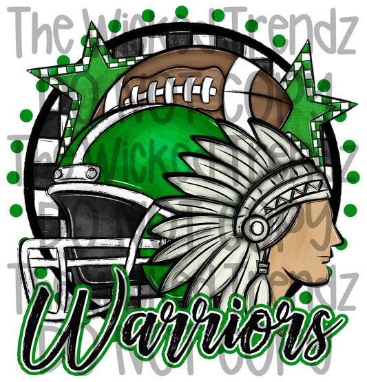 Warriors Green Football Mascot Digital Design