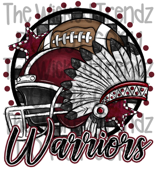 Warriors Maroon Football Mascot Digital Design