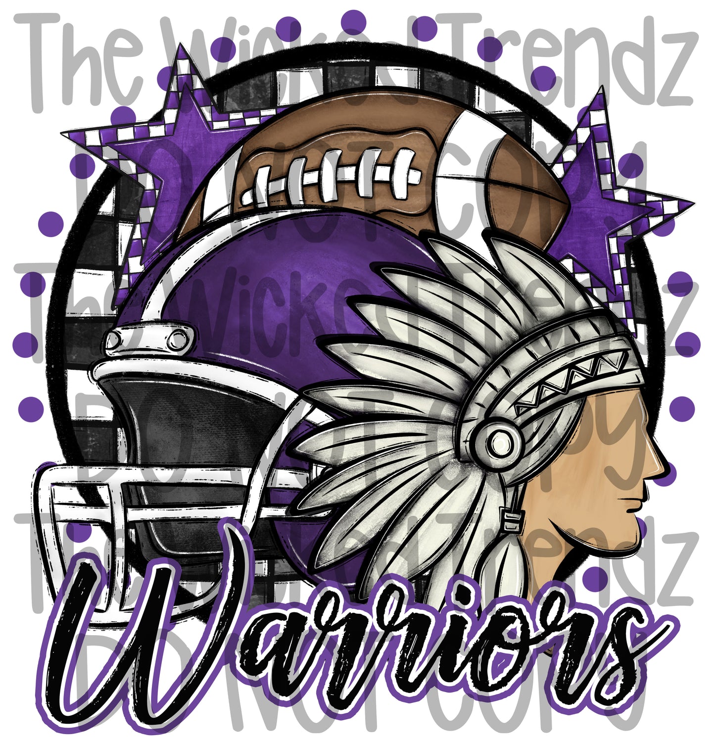 Warriors Purple Football Mascot Digital Design