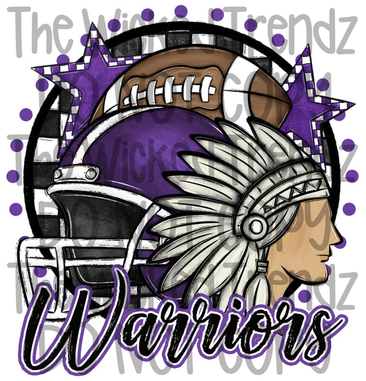 Warriors Purple Football Mascot Digital Design
