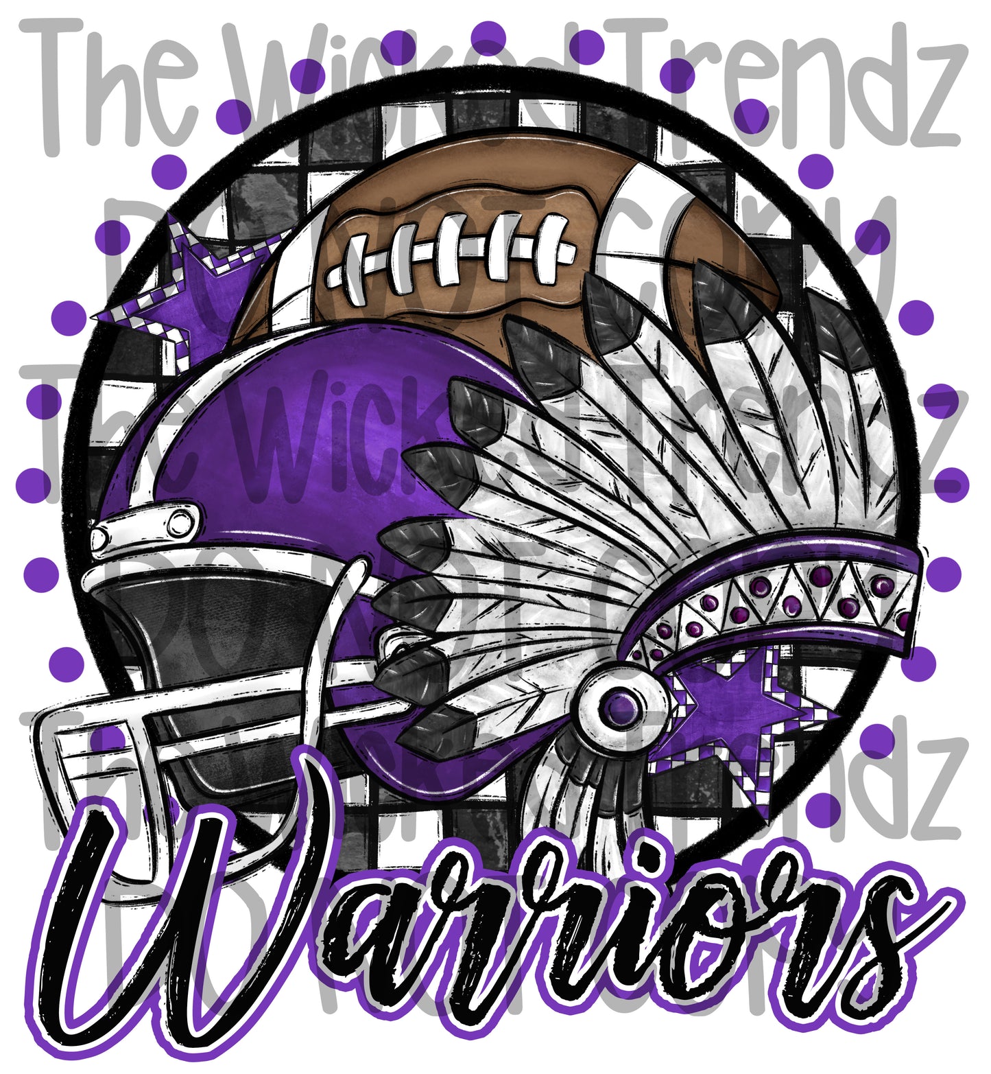 Warriors Purple Football Mascot Digital Design