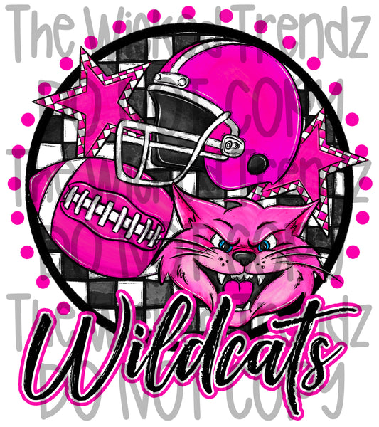 Wildcats Pink Out Football Cheer Mascot Digital Design October Awareness